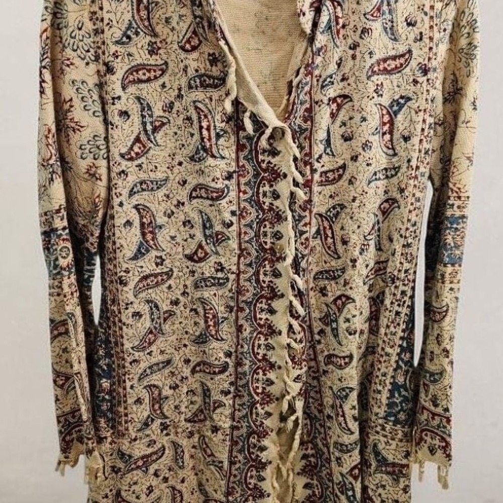 Sézane Caprice Floral Print Tunic  with Tassel Detail